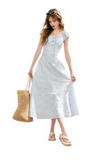 Embroidered A-Line Short Sleeve Dress