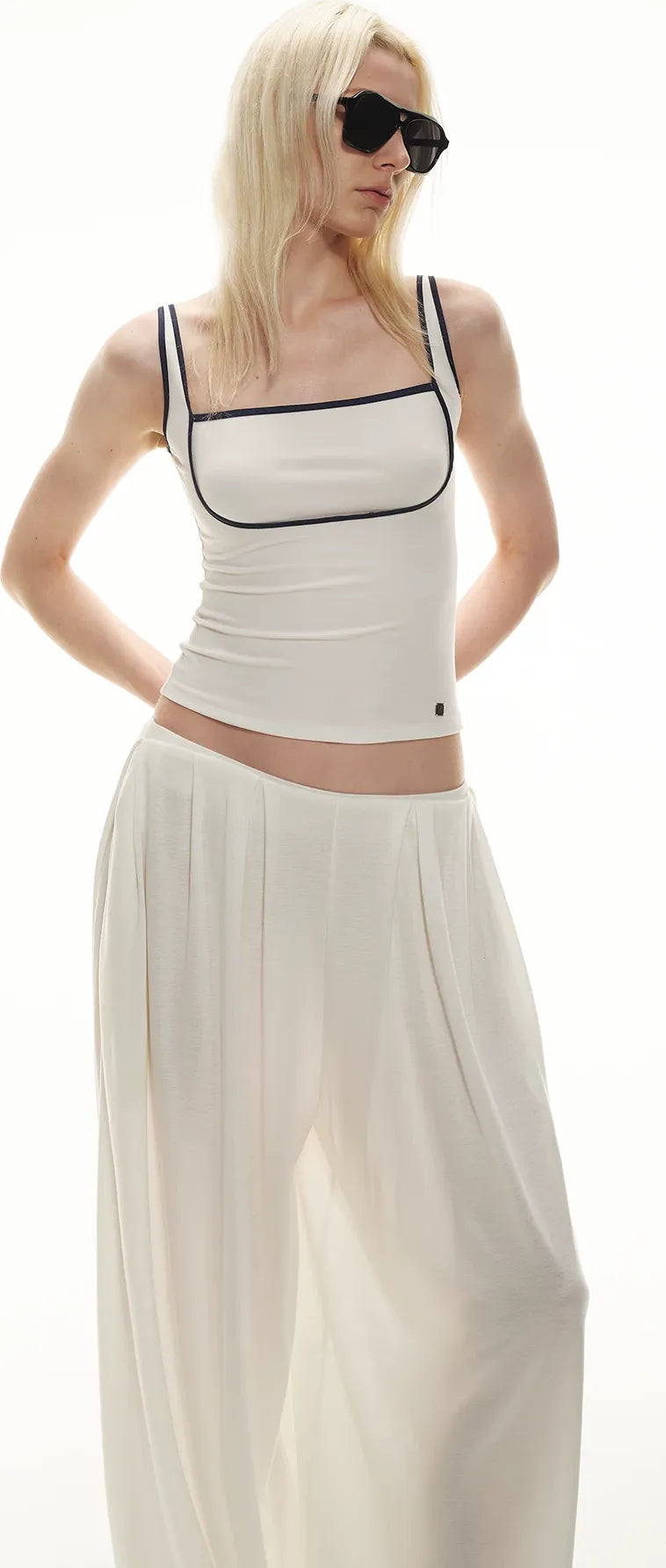 Tencel Blend Relaxed Wide-Leg Pants