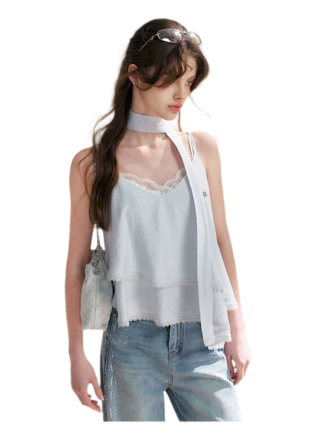 Asymmetrical Lace V-Neck Camisole