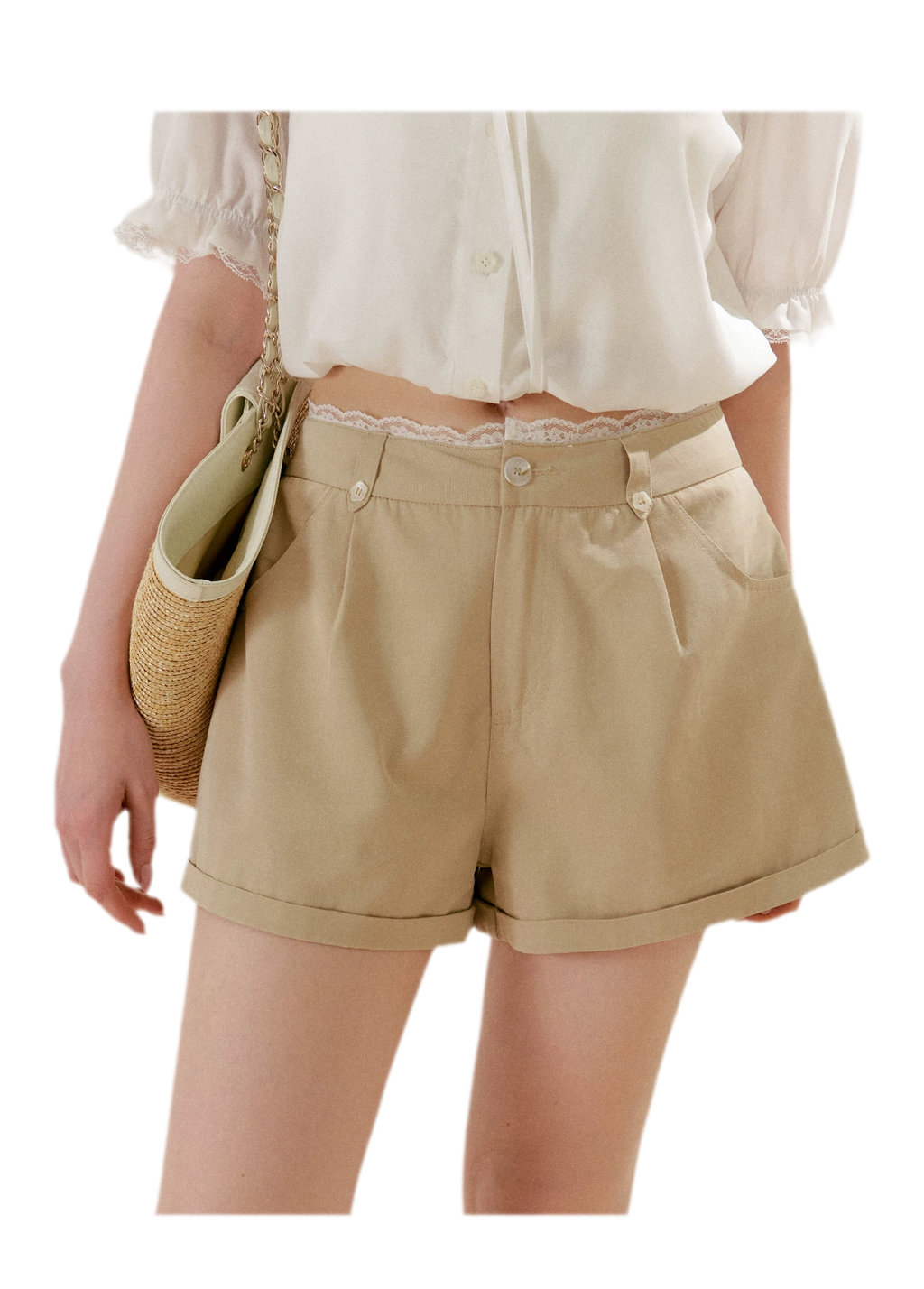 Modal Cotton Lace Trim A-Line Shorts