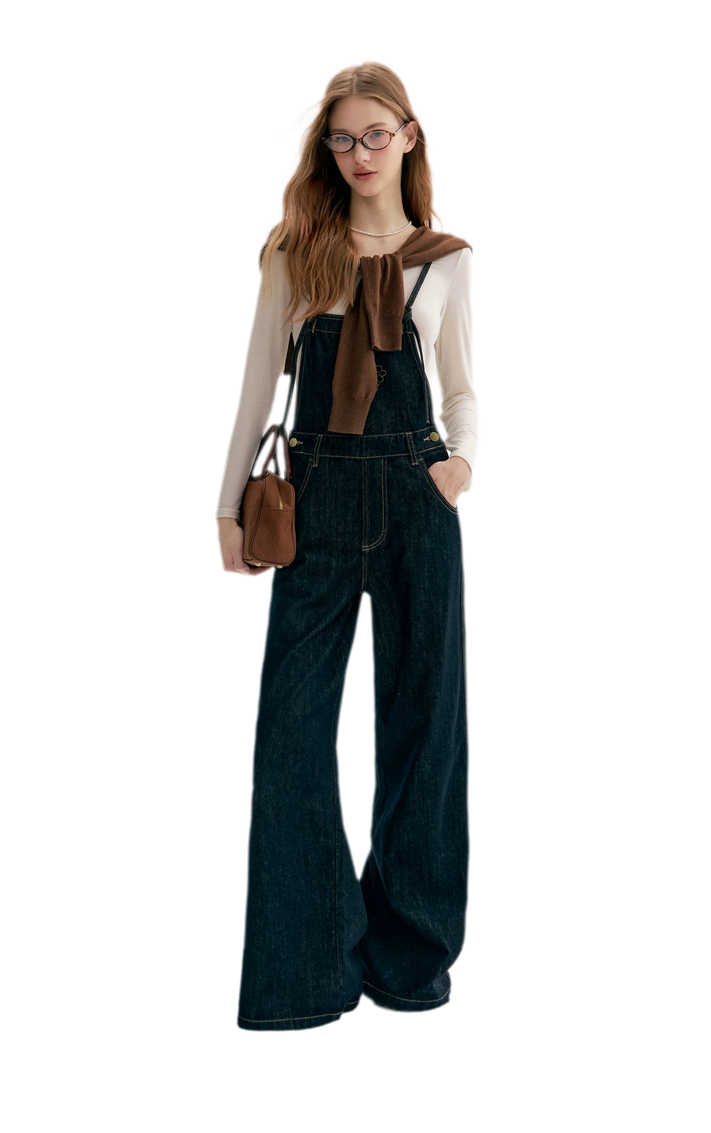 Contrast Floral Denim Overalls