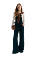 Contrast Floral Denim Overalls