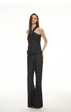 Tencel Hollow Halter Top & Flared Pants Set