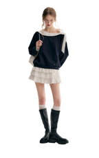 Balletcore Lace Collar Sweatshirt
