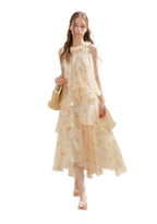 Chiffon Floral Halter Long Dress