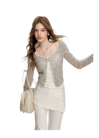 Alpaca Trim Cropped Cardigan