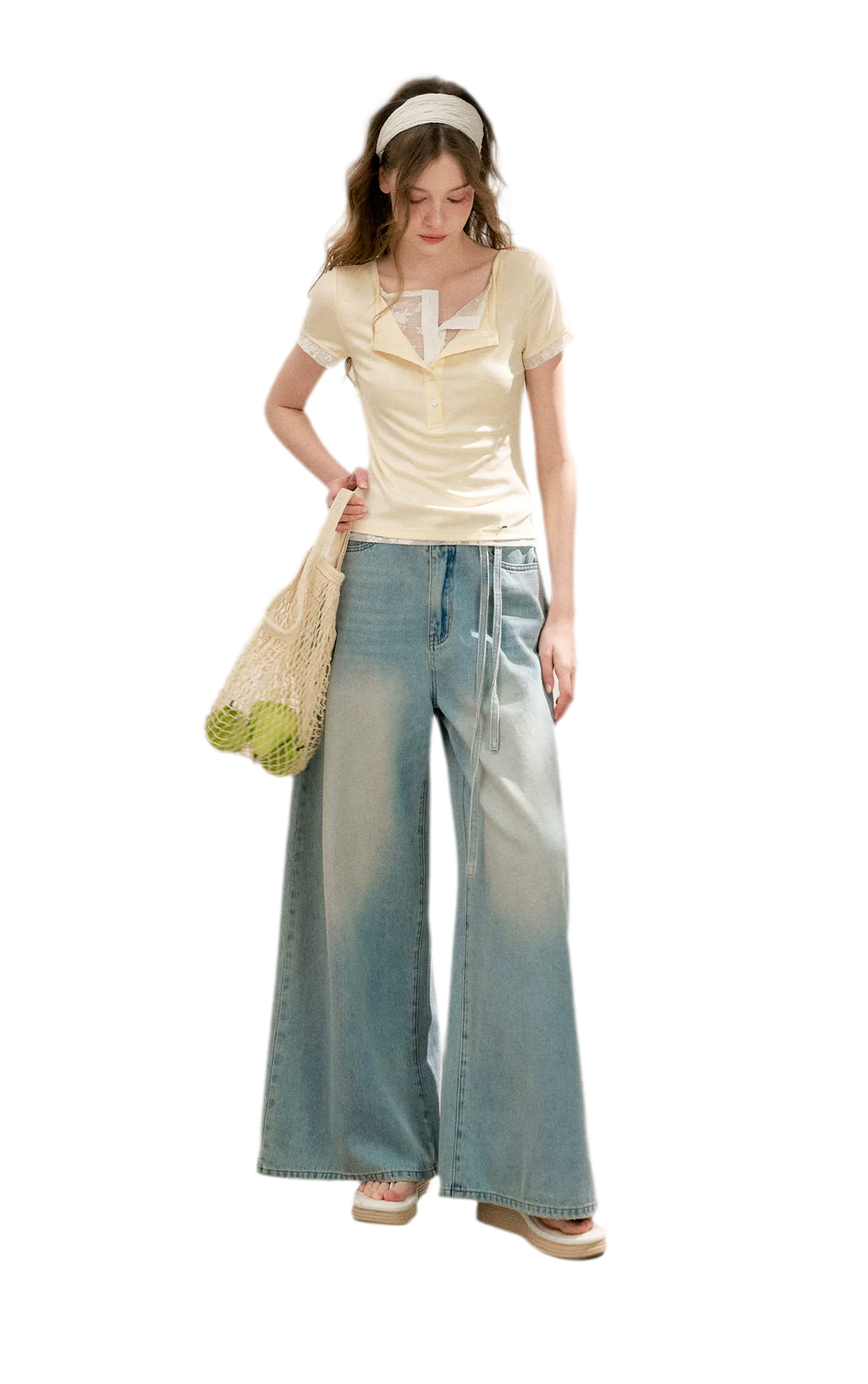 Double-Layer Collar Lace T-Shirt