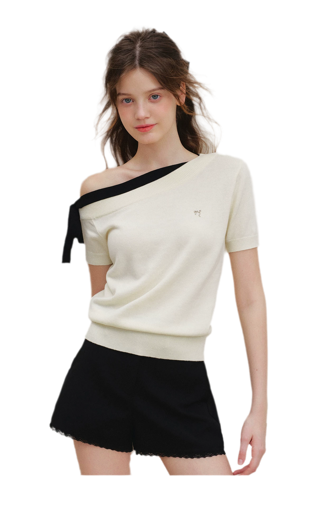 Wool Blend Bow Knit Tee