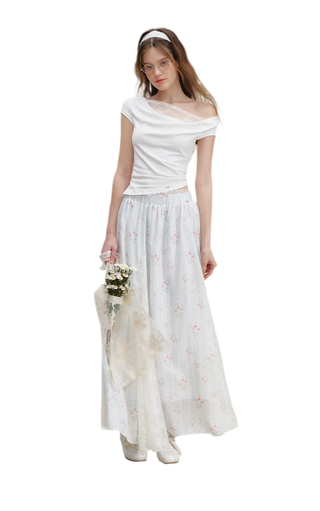 Asymmetric Lace Short Sleeve T-Shirt