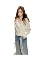 Lace-Trimmed Wide-Leg Denim Pants