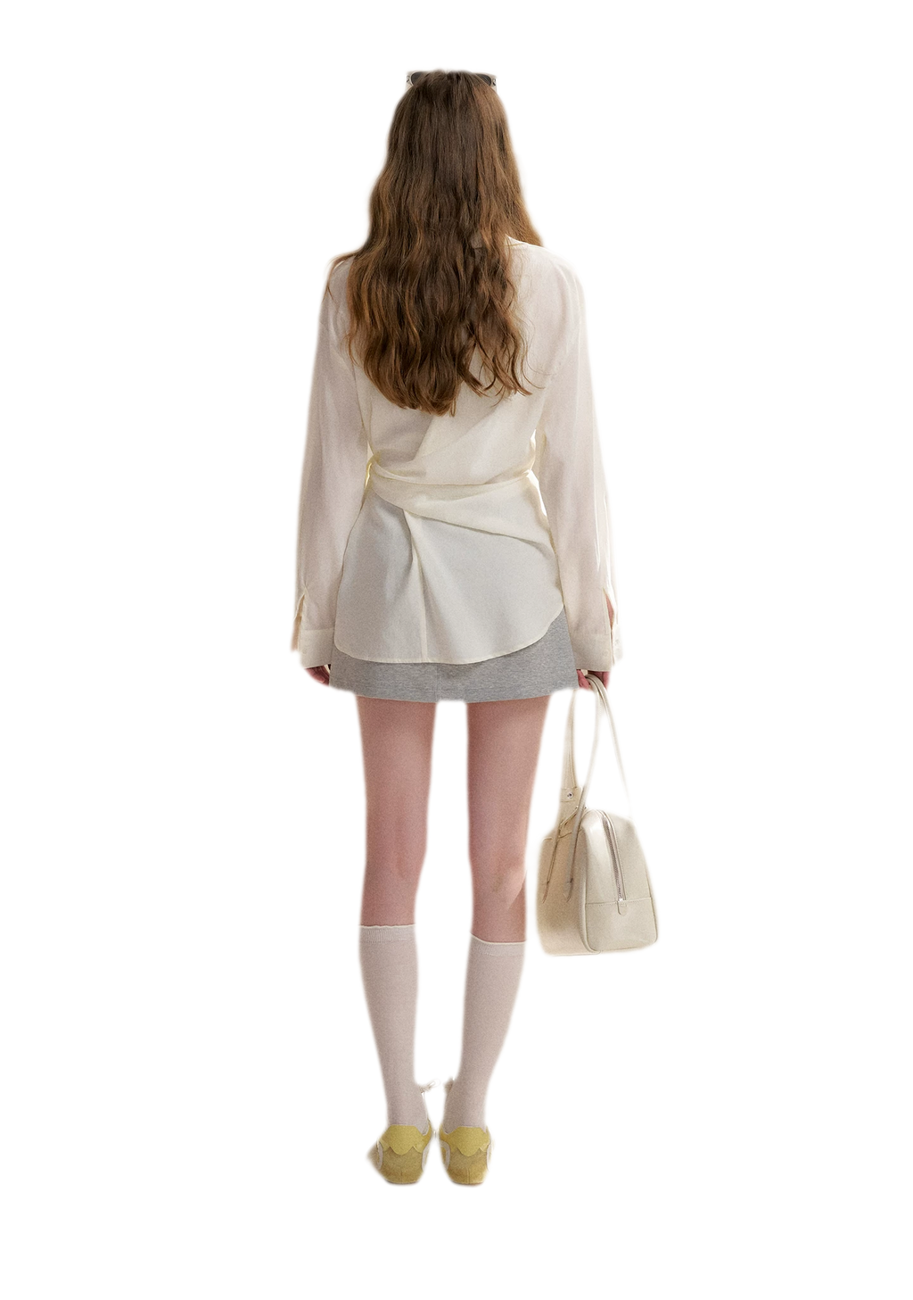 Tencel Lace V-Neck Long Sleeve Shirt
