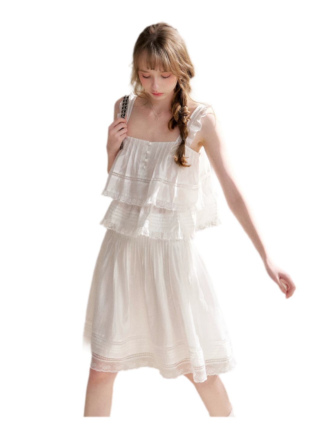 Lace Edge Camisole and Skirt Set