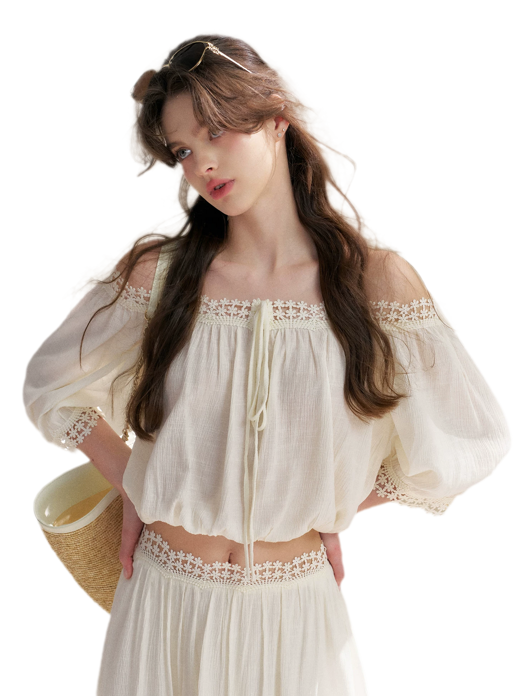 Lace Off-Shoulder Top & Skirt Set
