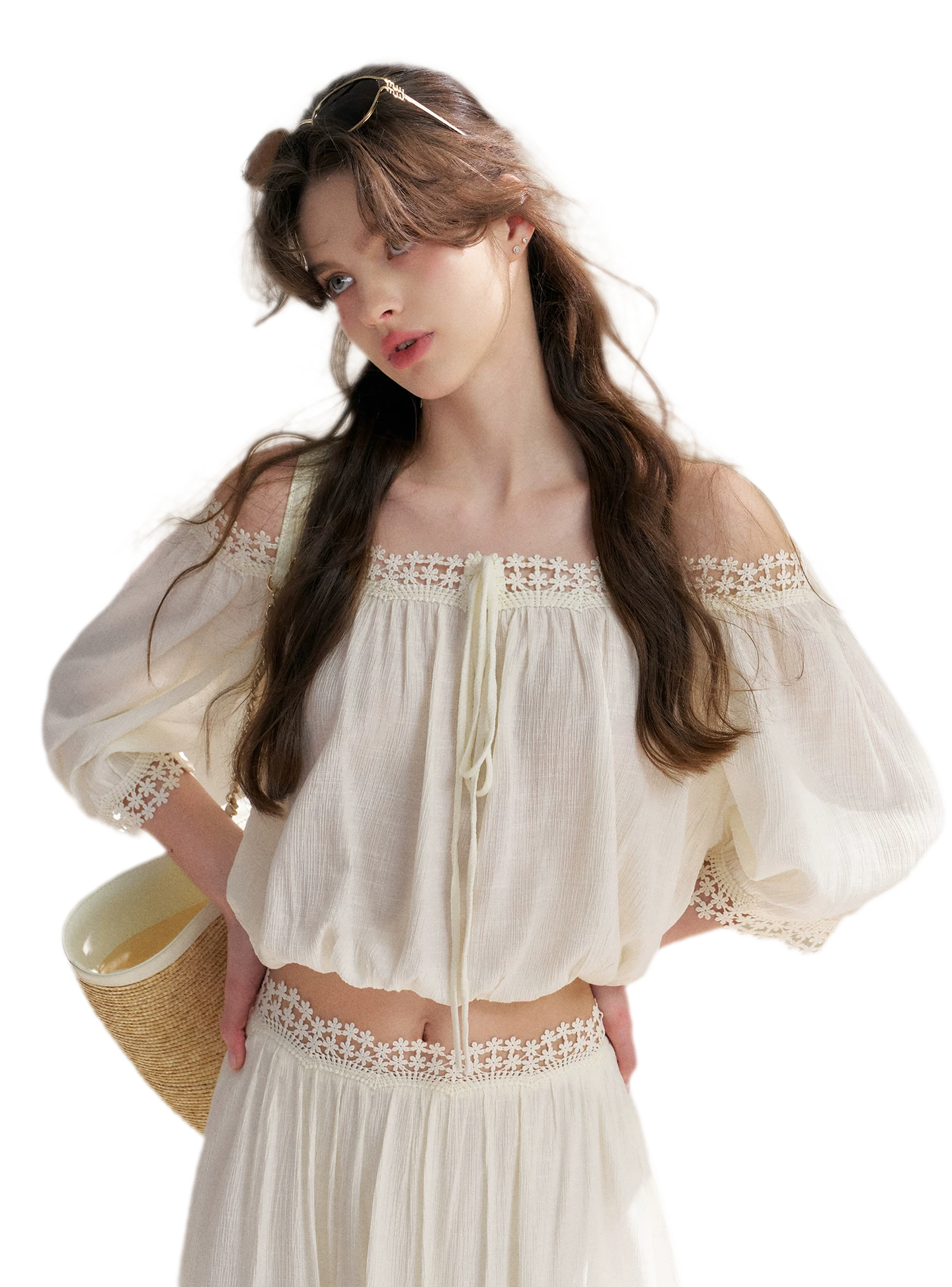 Lace Off-Shoulder Top & Skirt Set