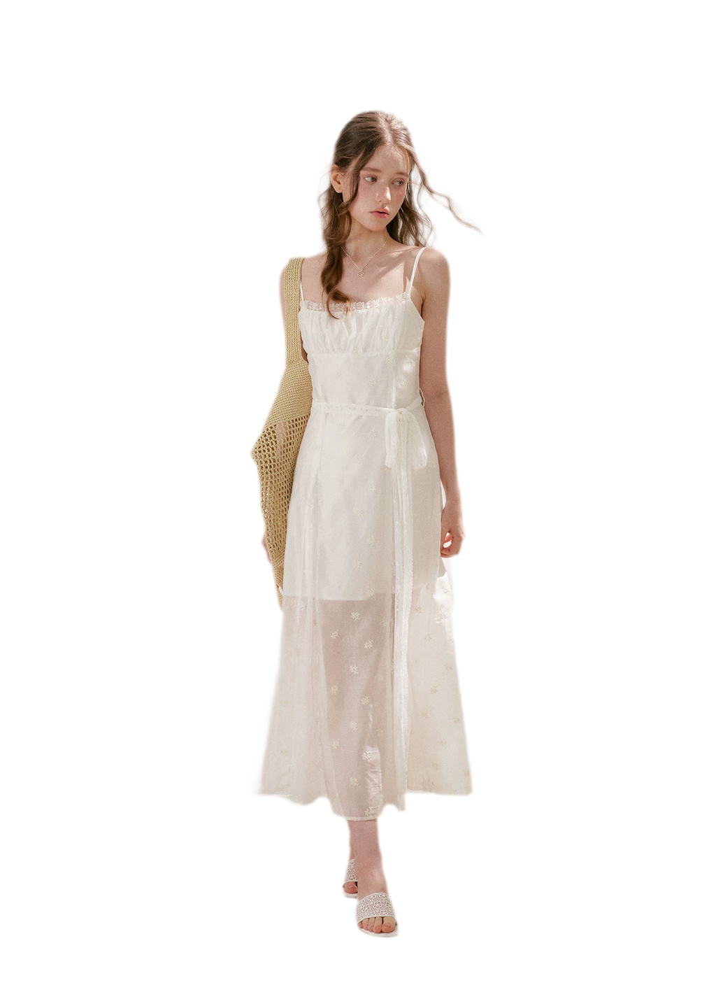 French Embroidered A-line Dress