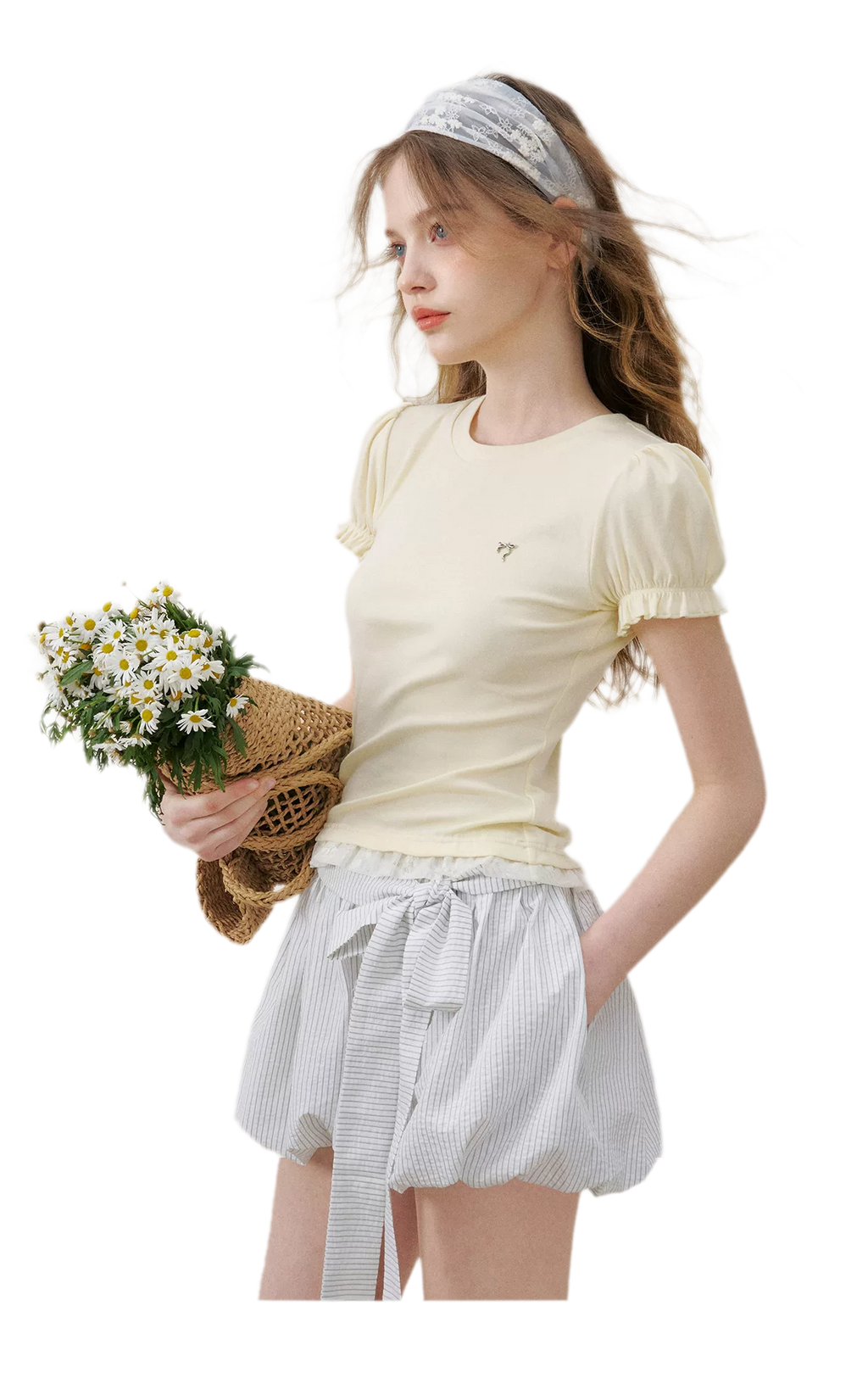 Bow Tie Elastic Waist Casual Shorts