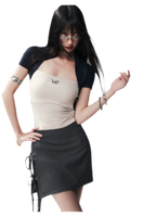 Grey Tie Low-Rise Skort