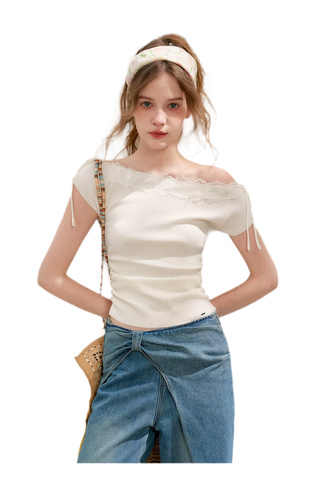 Lace Knit Denim Set