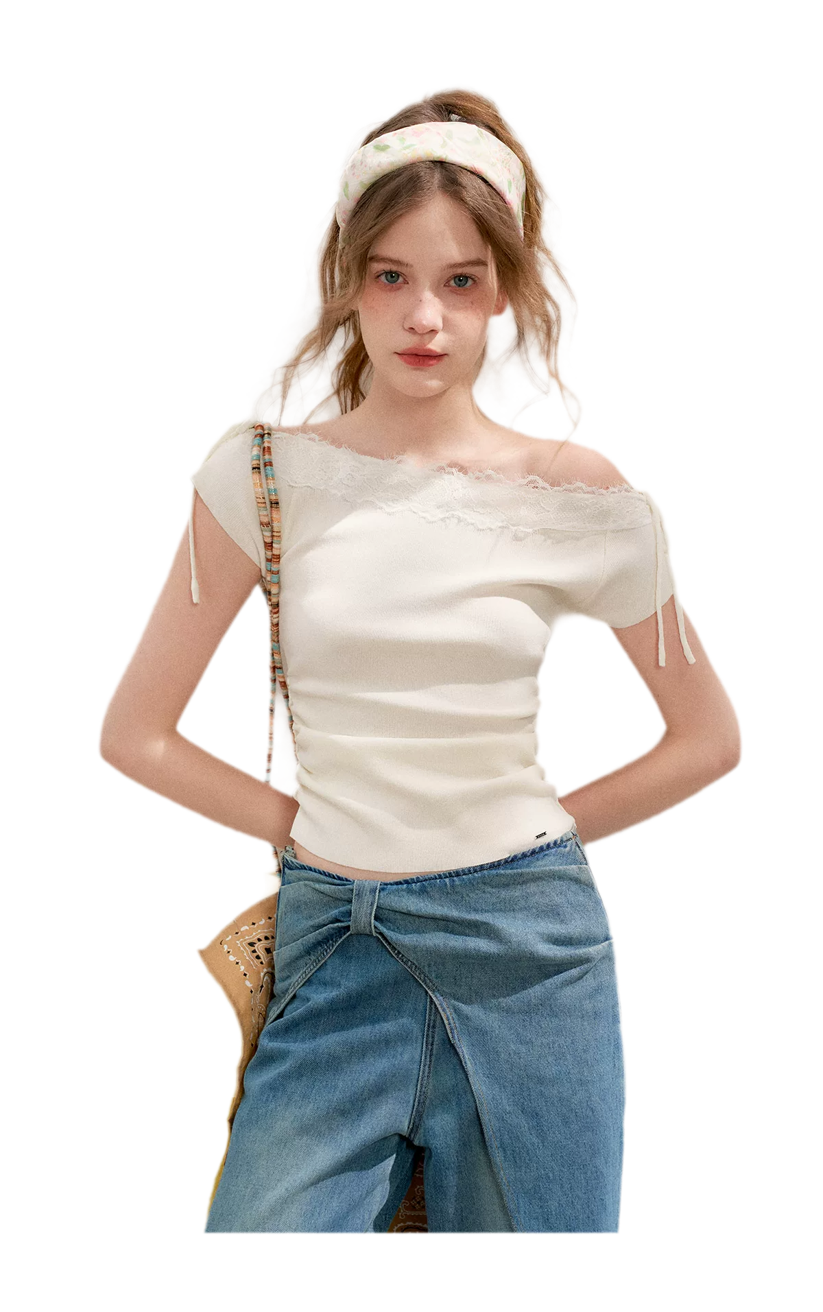 Lace Knit Denim Set