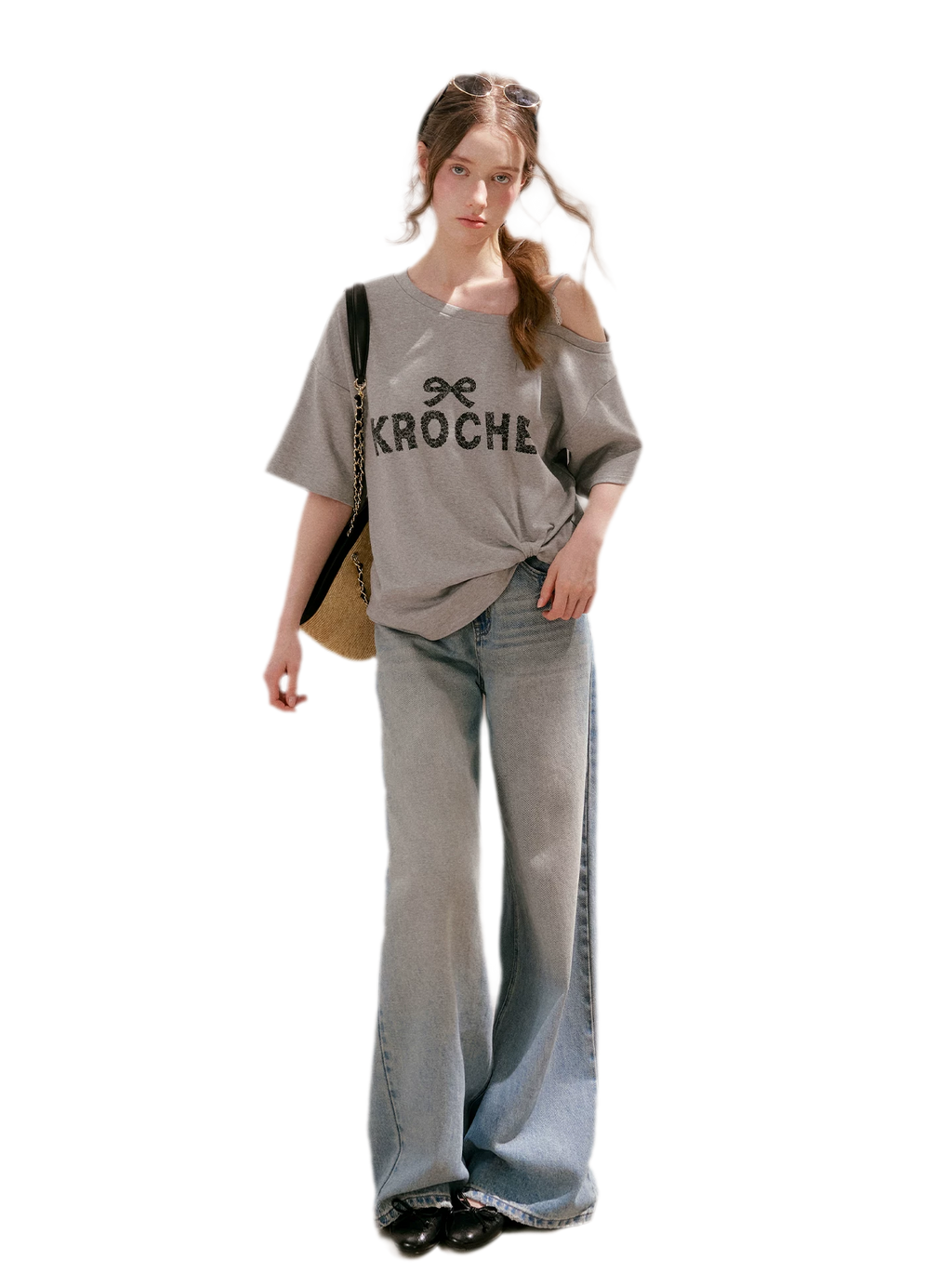 Off-Shoulder Logo T-Shirt