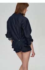 Tencel Linen Denim Shirt & Low-Waist Skirt