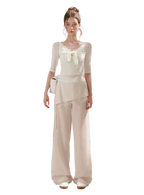 Lace Detail Casual Wide-Leg Pants