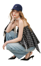 Asymmetric Lace Patchwork Plaid Skirt/Top