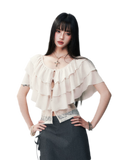Milk Almond Ruffle Blouse