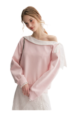 Balletcore Lace Collar Sweatshirt