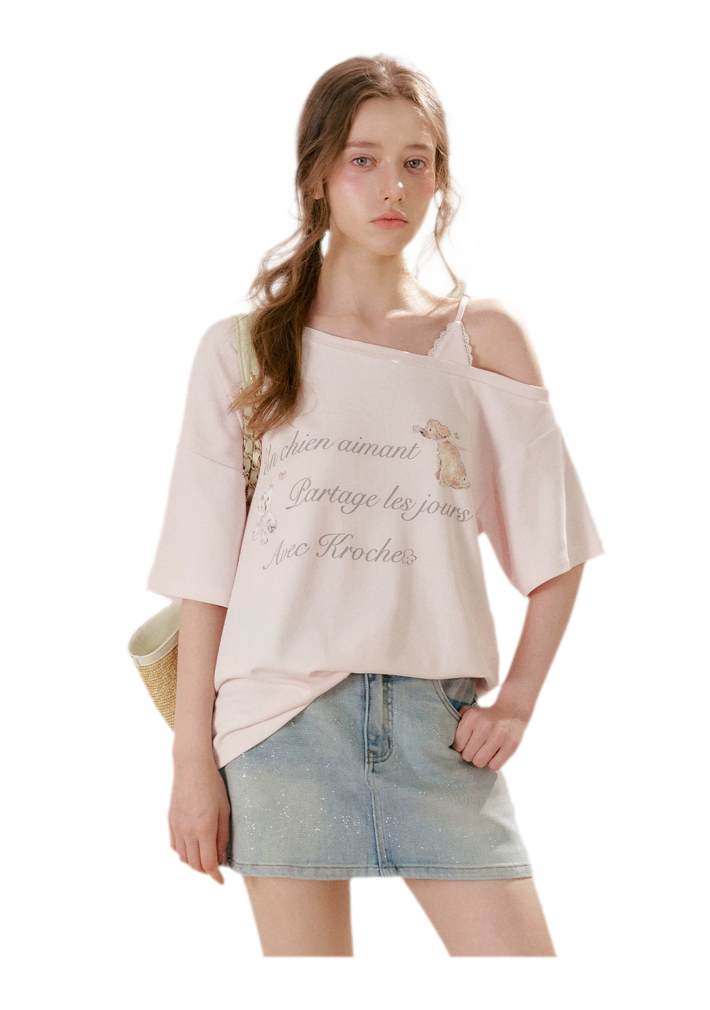 Shiny Denim A-line Skirt
