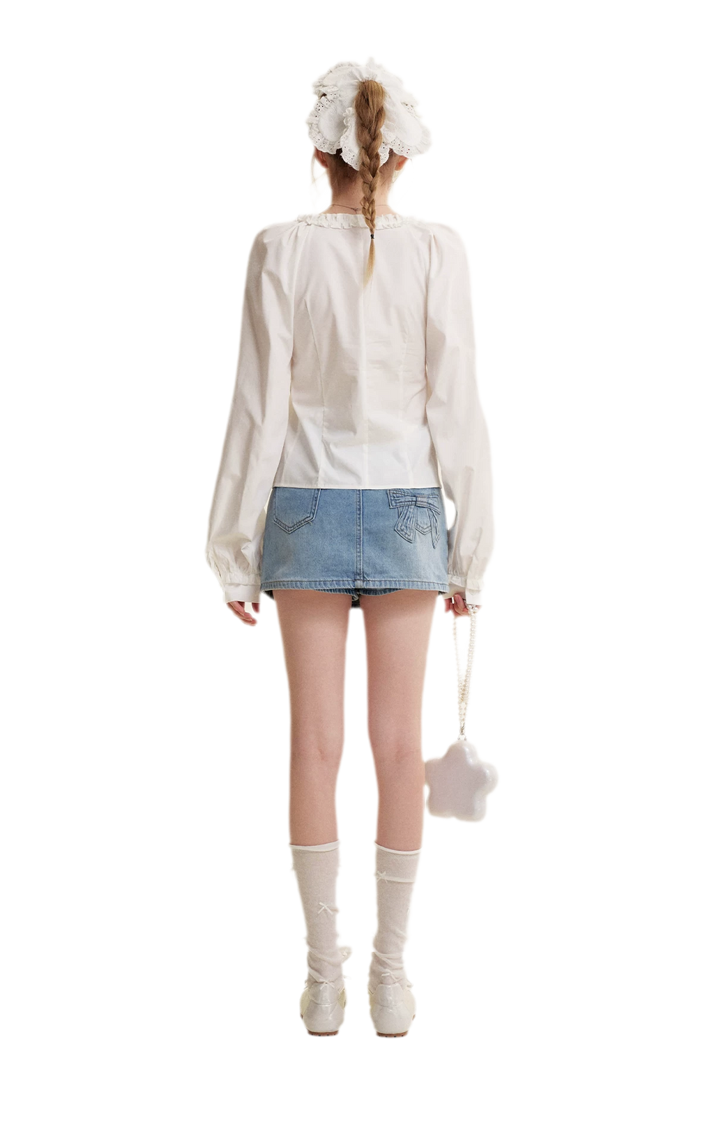 Bow A-Line Denim Skirt