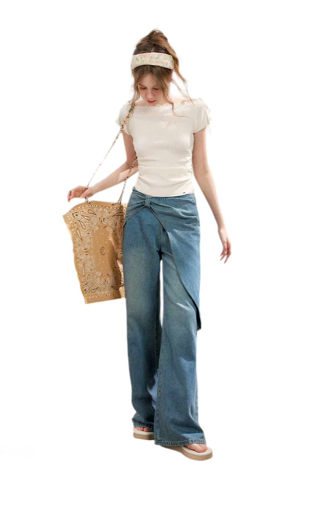 Lace Knit Denim Set