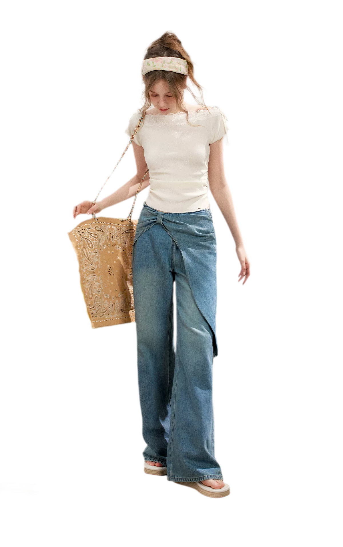 Lace Knit Denim Set