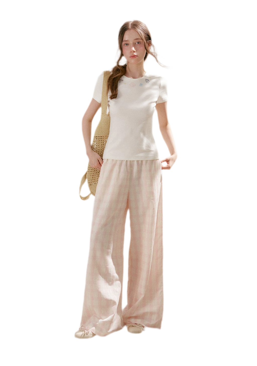 Checkered Wide-Leg Pants