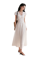 French Lace Puff Sleeve A-Line Dress