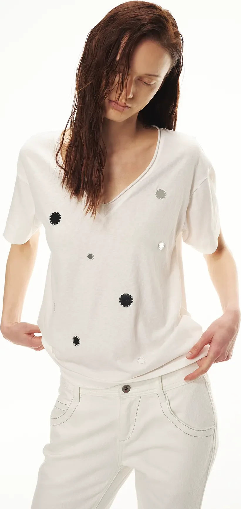 Relaxed Stylish V-Neck Short Sleeve T-Shirt