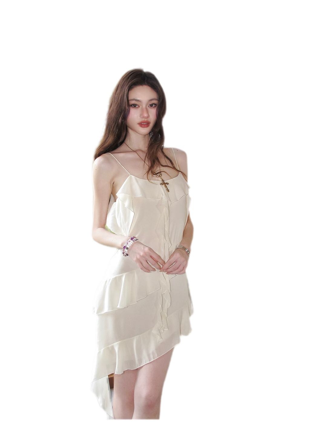 Ruffled Asymmetric Cami Dress
