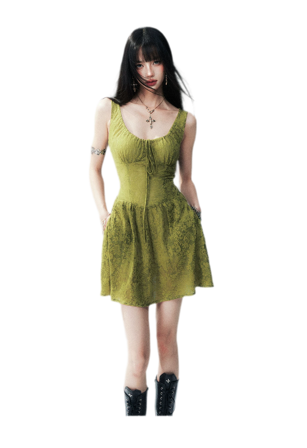 Moss Lace Waist Dress
