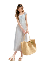 Embroidered A-Line Short Sleeve Dress