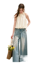 Bow Wide-Leg Jeans