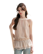 Chiffon Lace Halter V-Neck Blouse