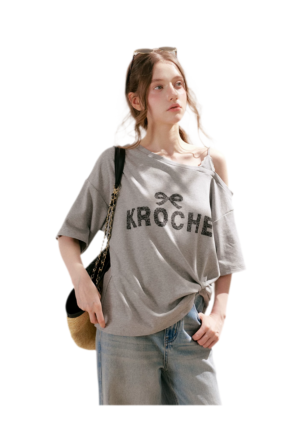 Off-Shoulder Logo T-Shirt