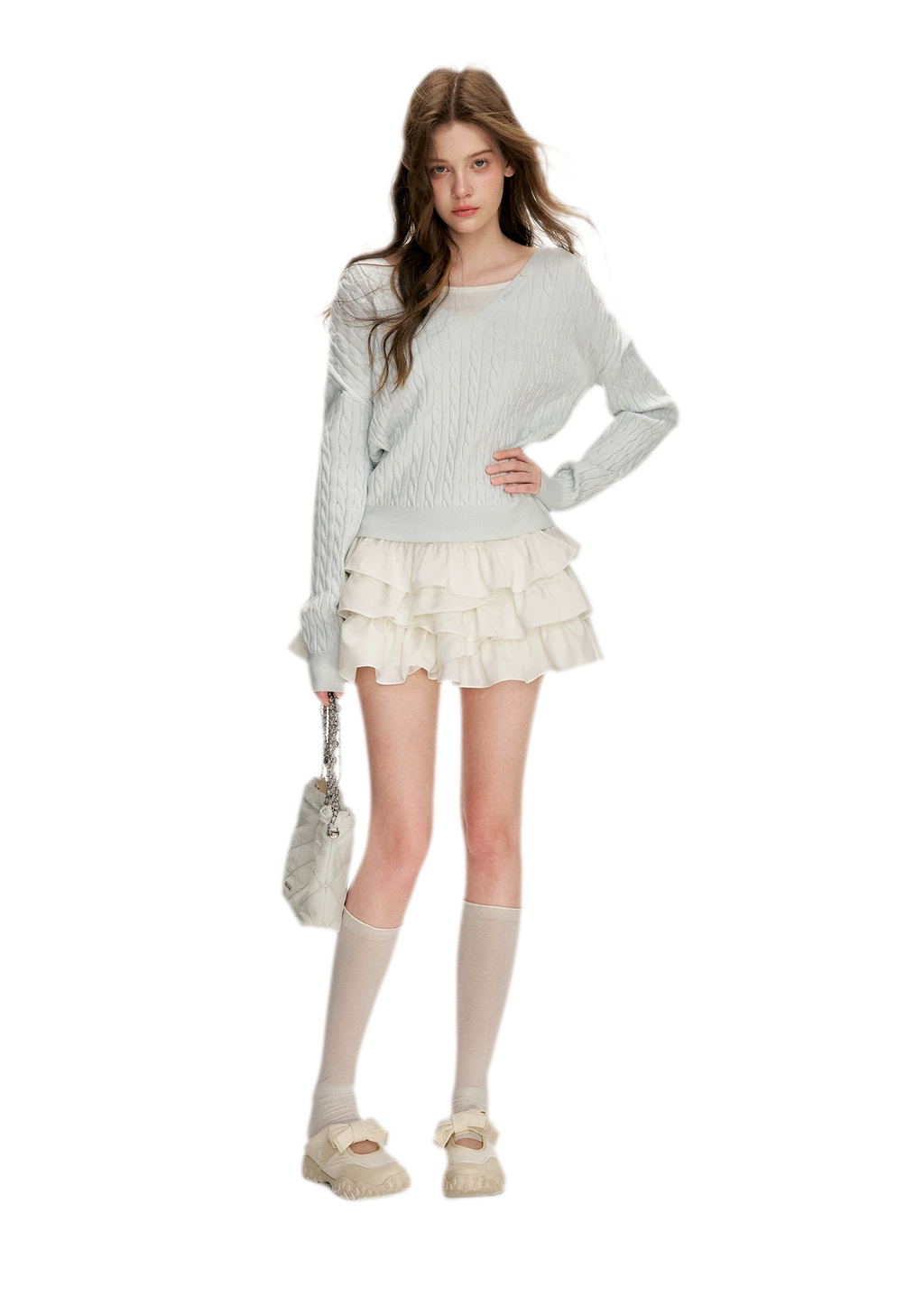 Irregular Cloud White A-line Skirt