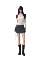 Grey Tie Low-Rise Skort
