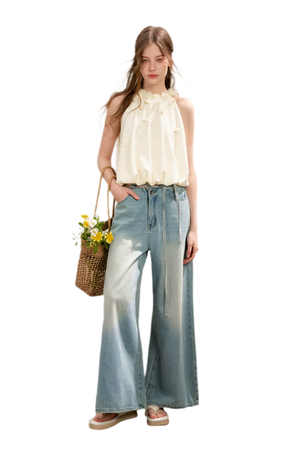 Halter A-Line Top with Floral Texture