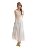 Lyocell Lace Pleated Skirt