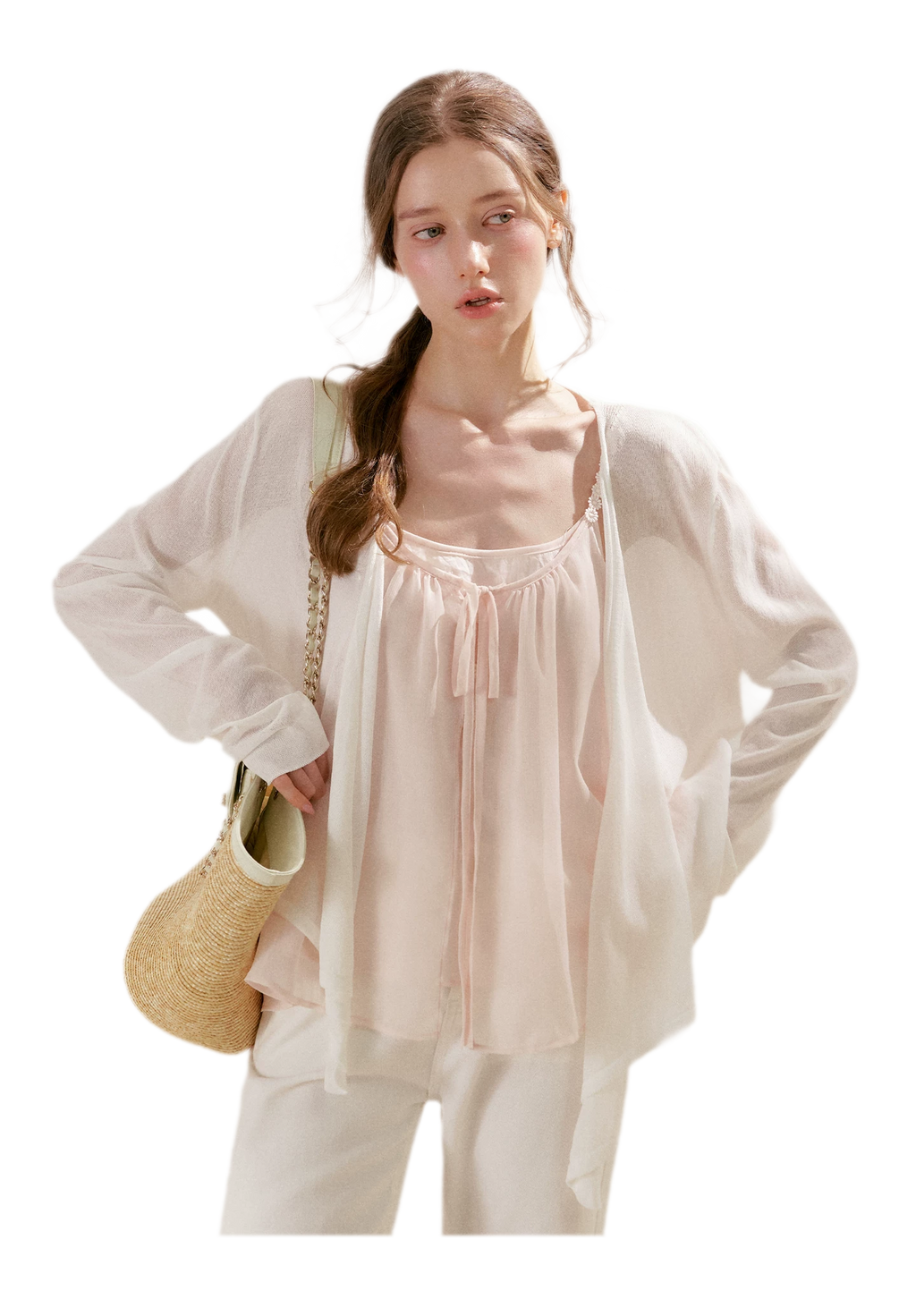 French Holiday Chiffon Top