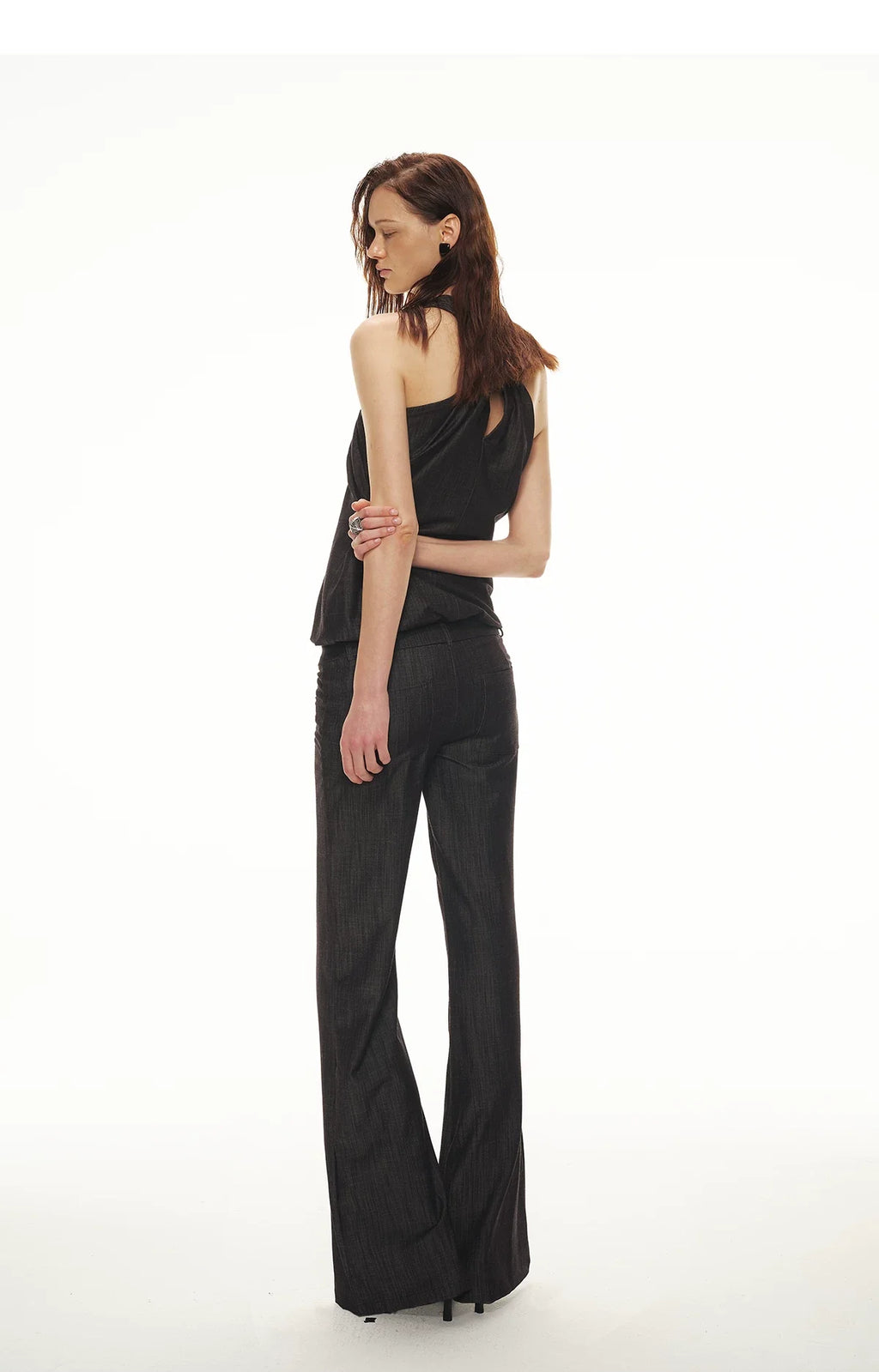 Tencel Hollow Halter Top & Flared Pants Set