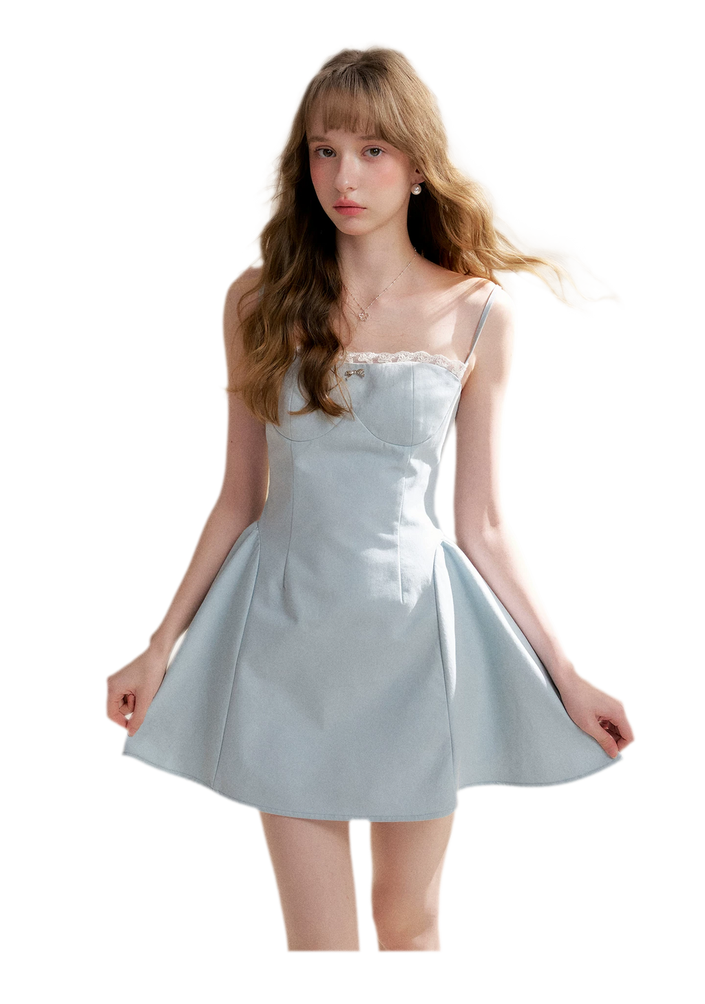Lace-Trimmed A-Line Camisole Dress