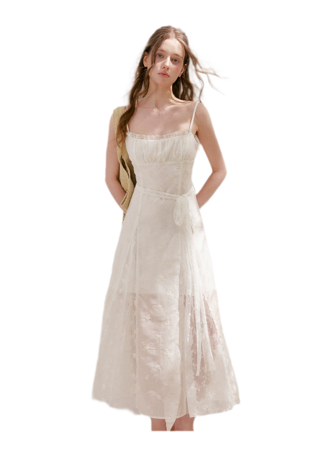 French Embroidered A-line Dress